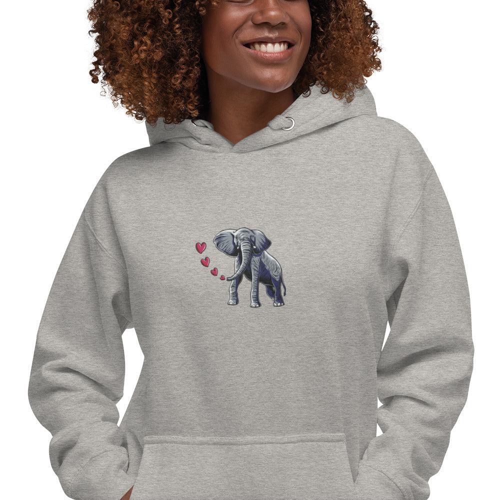 Elephant Breathing Love Embroidered Women's Hoodie