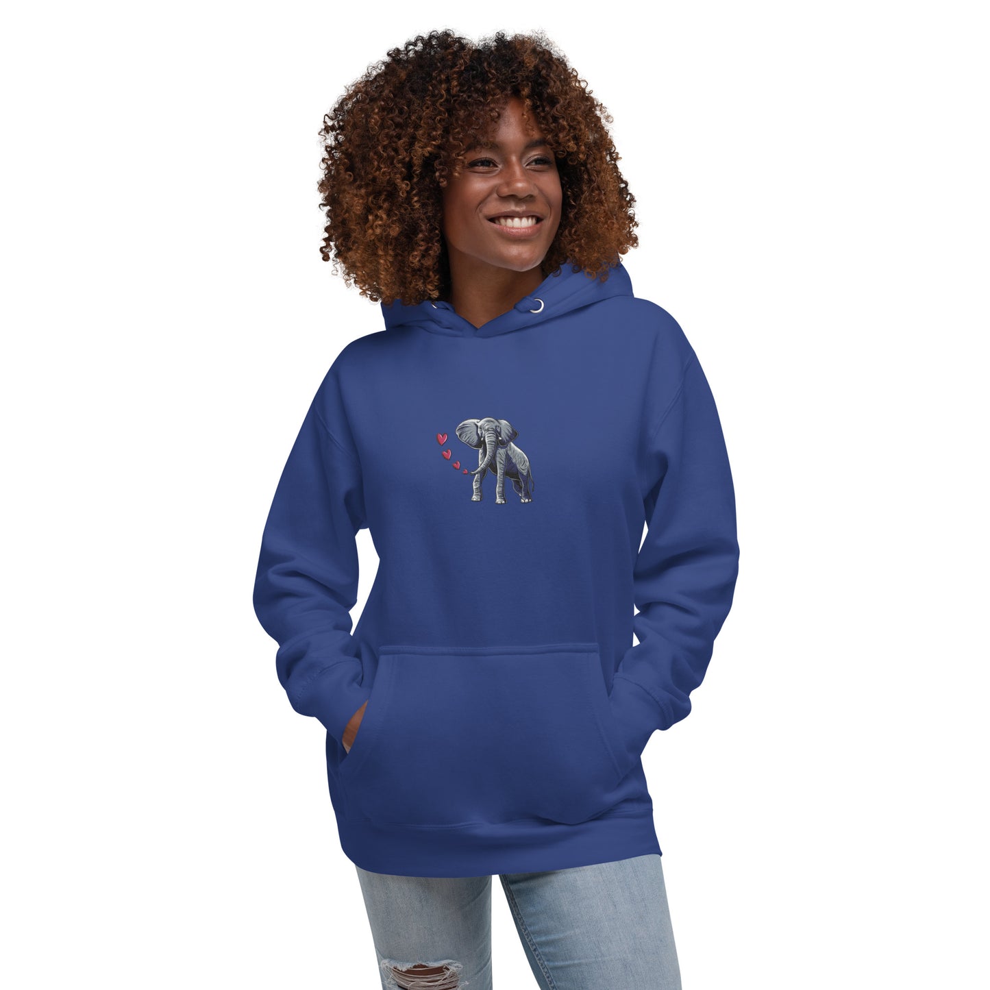 Elephant Breathing Love Embroidered Women's Hoodie